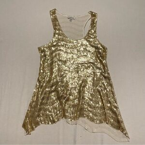 Bebe Gold Sequin Tank Top Size Medium